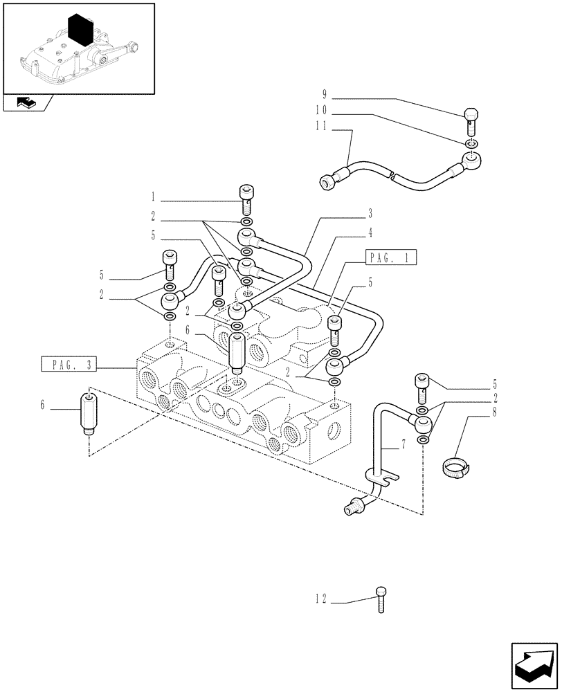 Схема запчастей Case IH FARMALL 65C - (1.82.7/12[04]) - 4 REAR REMOTE VALVES FOR MDC W/HYDRAULIC DIVIDER - PIPES (VAR.330166) (07) - HYDRAULIC SYSTEM