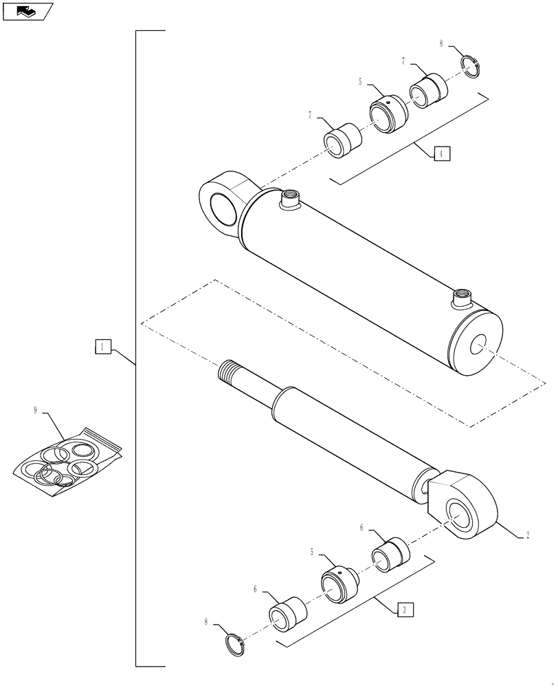 Схема запчастей Case IH 4430 - (35.964.14) - INNER BOOM FOLD CYLINDER, 120’ BOOM (35) - HYDRAULIC SYSTEMS