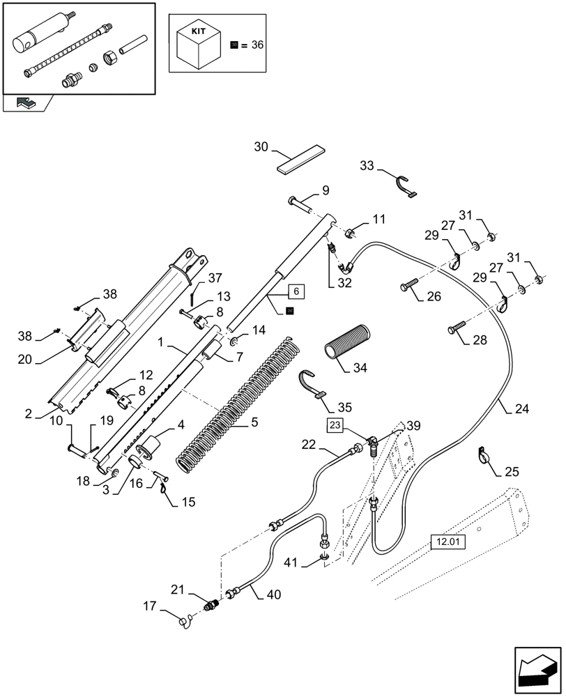 Схема запчастей Case IH LB333S - (07.04[01]) - PICK-UP LIFTING SYSTEM (07) - HYDRAULIC SYSTEM