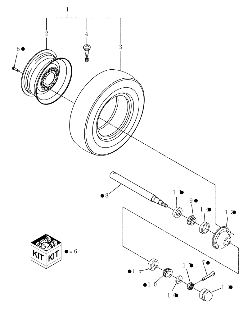 Схема запчастей Case IH DHX211 - (1.12) - HUB & TIRE (11) - WHEELS