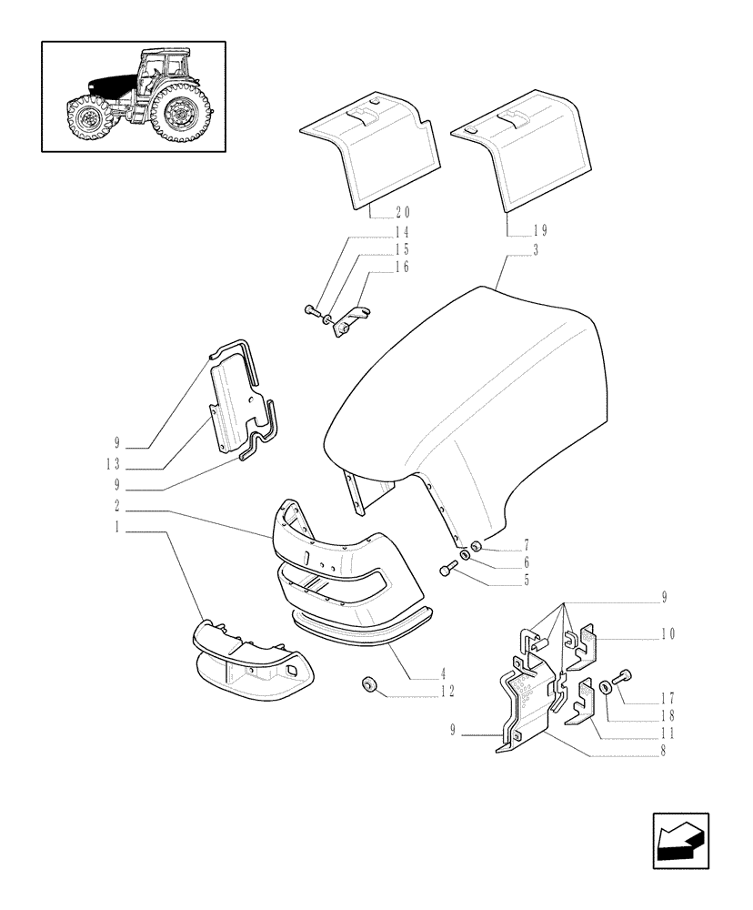 Схема запчастей Case IH JX70U - (1.83.0[01]) - HOODS - PARTS (08) - SHEET METAL