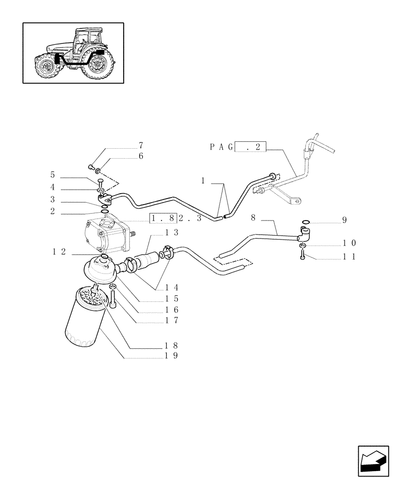 Схема запчастей Case IH JX100U - (1.82.1[01]) - LIFT - FILTER & PIPES (07) - HYDRAULIC SYSTEM