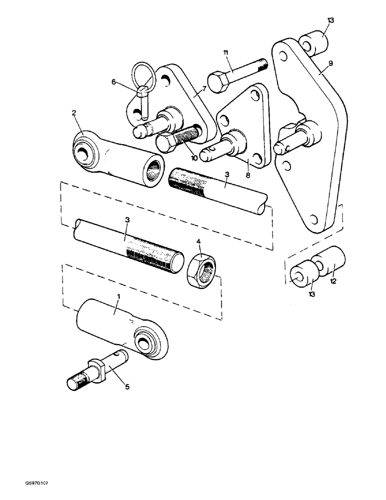 Схема запчастей Case IH 1212 - (9-010) - LINKAGE STABILIZERS, RIGID (09) - CHASSIS/ATTACHMENTS