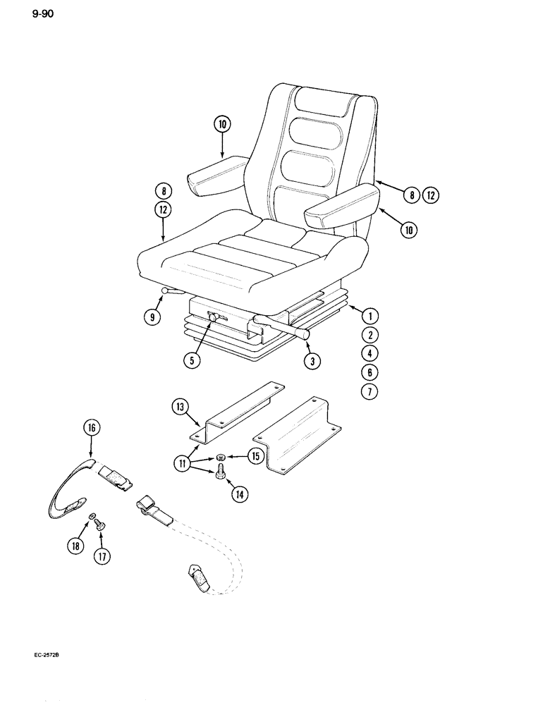 Схема запчастей Case IH 995 - (9-090) - SUSPENSION SEAT, WITH CAB, BOSTROM (09) - CHASSIS/ATTACHMENTS