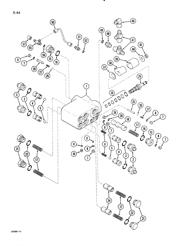 Схема запчастей Case IH 1620 - (5-44) - SELECTOR VALVE, POWER GUIDE AXLE (04) - STEERING