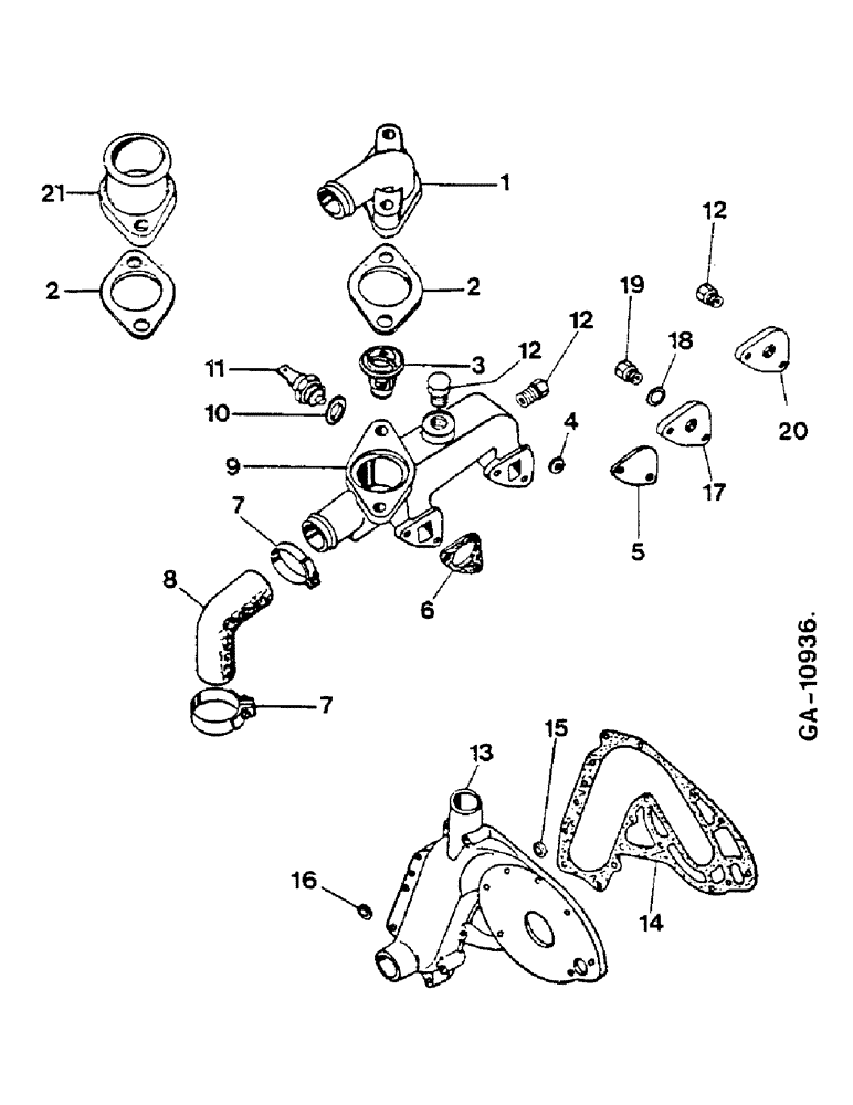 Схема запчастей Case IH D-155 - (05-10) - THERMOSTAT, COOLANT MANIFOLD 