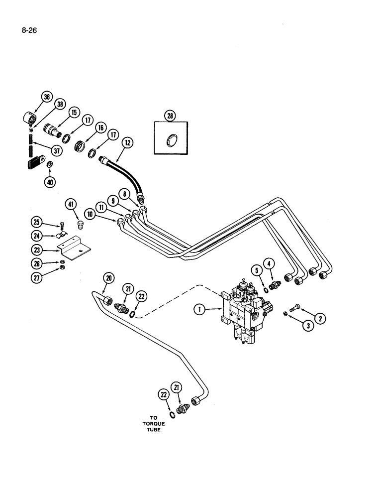 Схема запчастей Case IH 3394 - (8-26) - REMOTE TUBES AND COUPLINGS, TWO CIRCUIT REMOTE (08) - HYDRAULICS