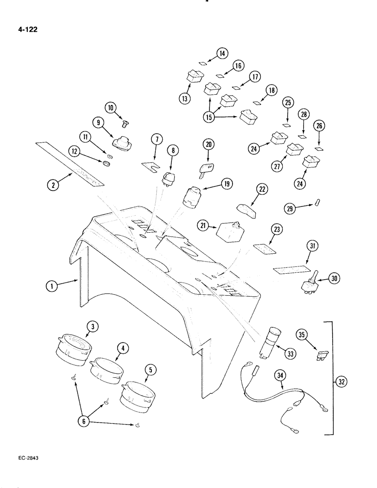 Схема запчастей Case IH 885 - (4-122) - INSTRUMENTS AND SWITCHES, CAB (04) - ELECTRICAL SYSTEMS