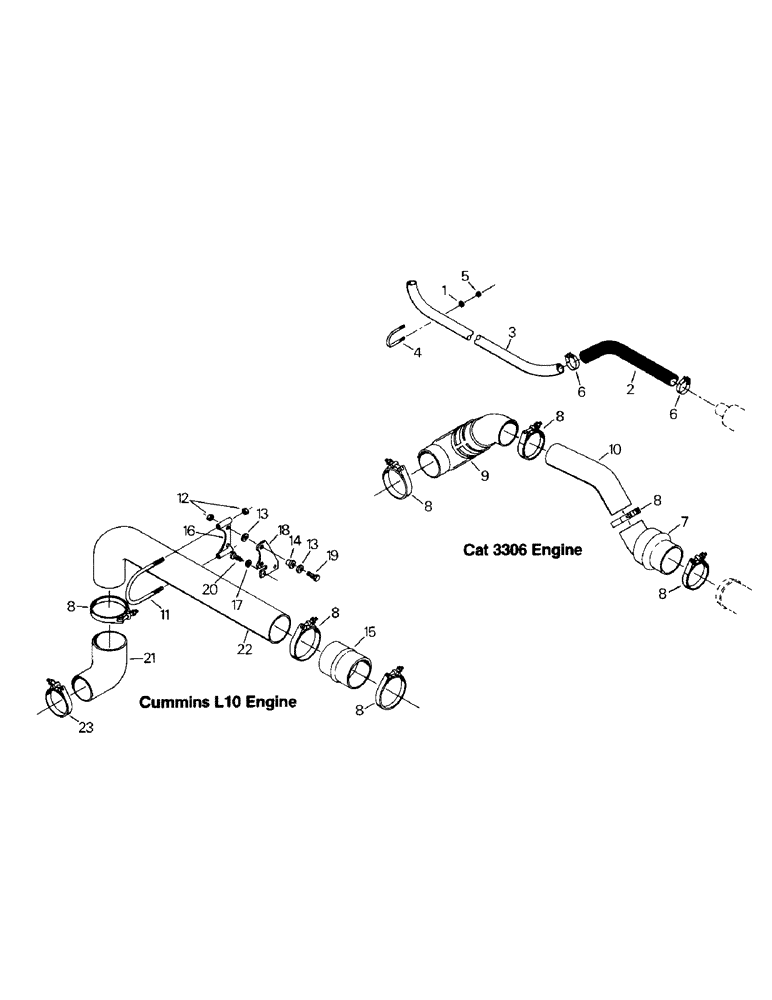 Схема запчастей Case IH CM360 - (04-17) - AIR INTAKE SYSTEM, CAT 3306 AND CUMMINS L10 ENGINES (04) - Drive Train