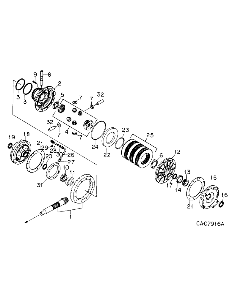 Схема запчастей Case IH 7288 - (07-25) - DRIVE TRAIN, DIFFERENTIAL AND BEVEL GEARS, 7288 TRACTOR (04) - Drive Train