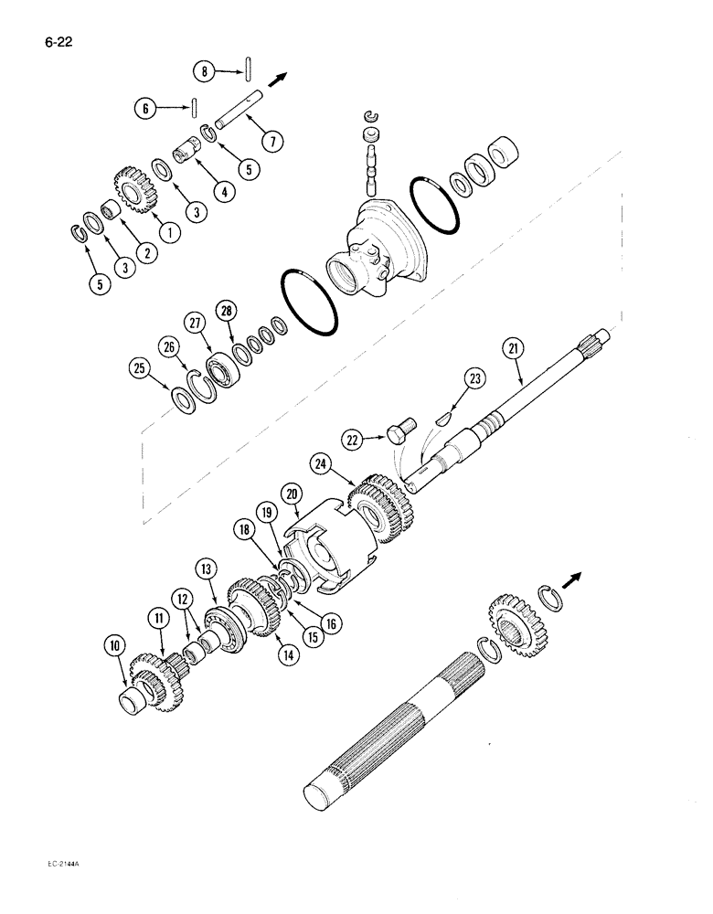 Схема запчастей Case IH 895 - (6-022) - SPEED TRANSMISSION, FORWARD AND REVERSE ATTACHMENT (06) - POWER TRAIN