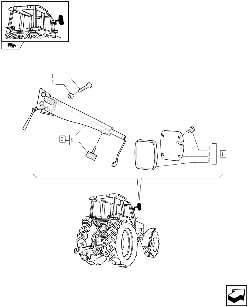 Схема запчастей Case IH PUMA 140 - (1.93.6/01[01]) - TELESCOPIC, HEATED AND WITH REMOTE ADJUSTMENT REAR-VIEW MIRRORS (VAR.330827-331827) - C9027 (10) - OPERATORS PLATFORM/CAB