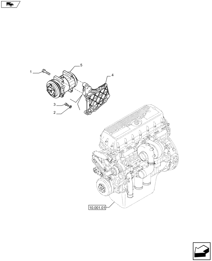 Схема запчастей Case IH F3DFE613A A002 - (50.200.01) - COMPRESSOR, AIRCOND. (5801416964) (50) - CAB CLIMATE CONTROL