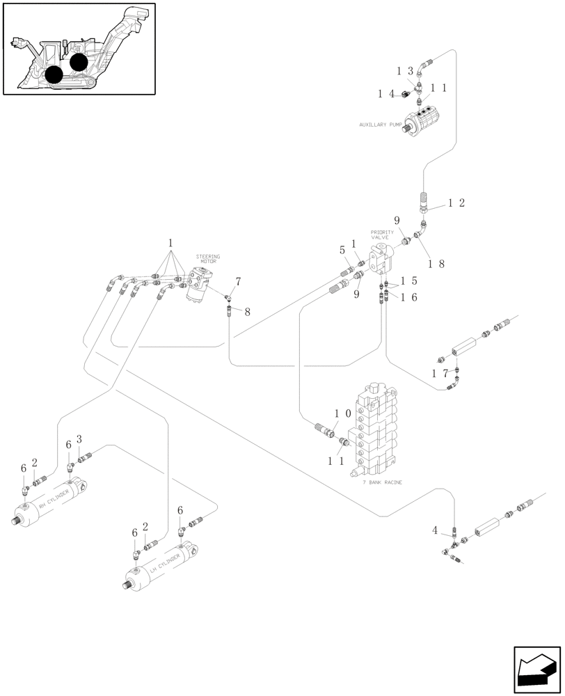 Схема запчастей Case IH A4000 - (B06.16[01]) - HYDRAULIC CIRCUIT (STEERING MOTOR & CYLINDERS) Hydraulic Components & Circuits