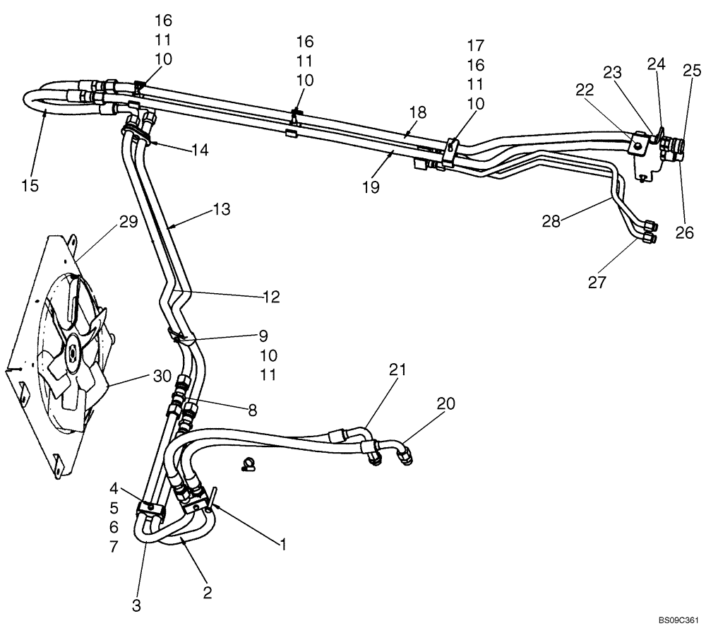 Схема запчастей Case IH 440CT - (08-17) - HIGH FLOW - AUXILIARY SYSTEM (08) - HYDRAULICS