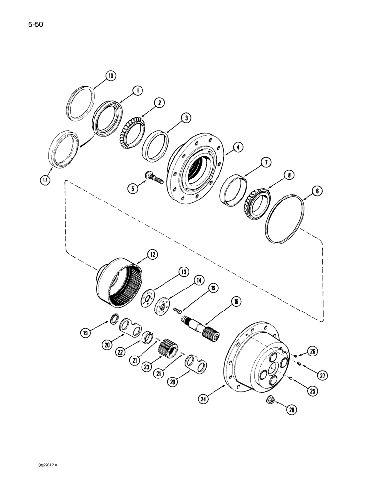 Схема запчастей Case IH 7140 - (5-050) - FRONT AXLE PLANETARIES AND HUB, MFD TRACTOR (05) - STEERING