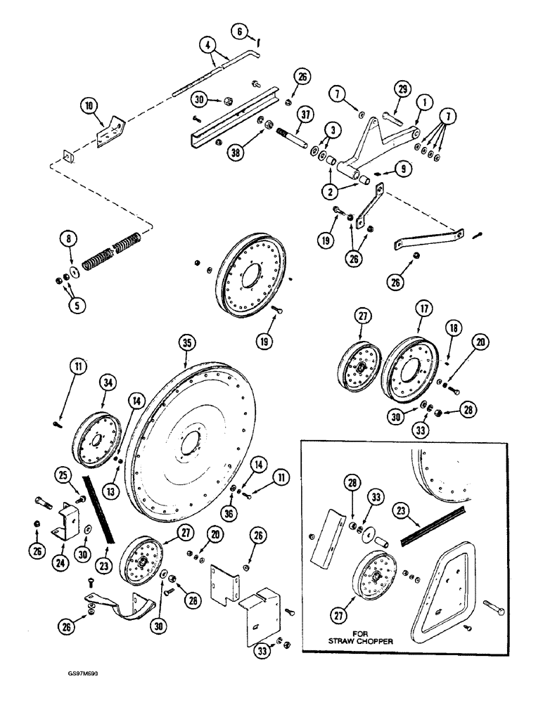 Схема запчастей Case IH 1660 - (9A-04) - BELT DRIVE, RIGHT-HAND SIDE (13) - FEEDER