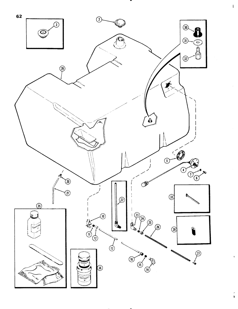 Схема запчастей Case IH 1270 - (062) - FUEL TANK AND LINES, (451BDT) DIESEL ENGINE, POLYETHLENE MATERIAL, USED PRIOR TO P.I.N. 8815047 (03) - FUEL SYSTEM