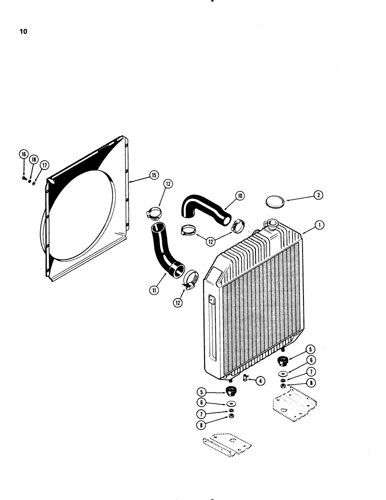 Схема запчастей Case IH 1070 - (0010) - RADIATOR, 451B DIESEL ENGINE (02) - ENGINE