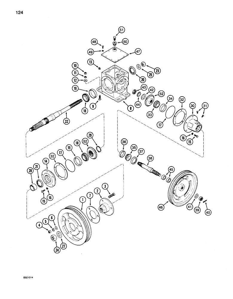 Схема запчастей Case IH 1680 - (124) - STRAW CHOPPER GEAR HOUSING (73) - RESIDUE HANDLING