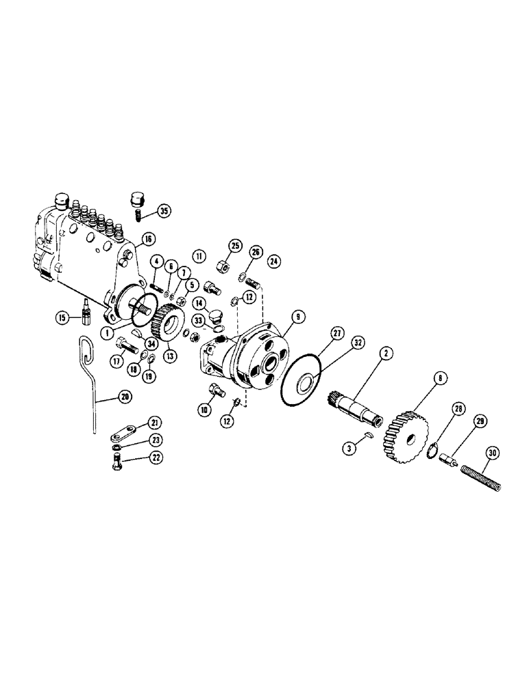 Схема запчастей Case IH 940 - (3-5) - DIESEL ENGINE, MULTIPLUNGER FUEL PUMP NO. A20892, SUMP LUBRICATED, REPLACES PAGE 16 (02) - ENGINE