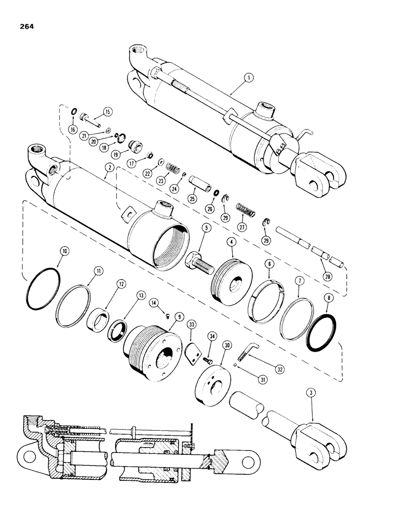 Схема запчастей Case IH 970 - (264) - G32083 REMOTE HYDRAULIC CYLINDER, 3-1/4" BORE X 8" STROKE, WITH HYDRAULIC LIMIT STOP (08) - HYDRAULICS