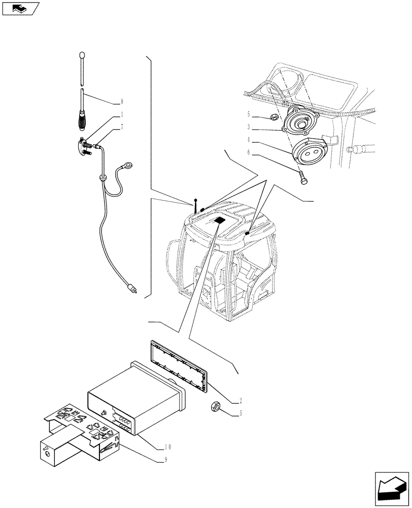 Схема запчастей Case IH PUMA 185 - (55.510.02) - INTENDED FOR RADIO INSTALLATION (55) - ELECTRICAL SYSTEMS