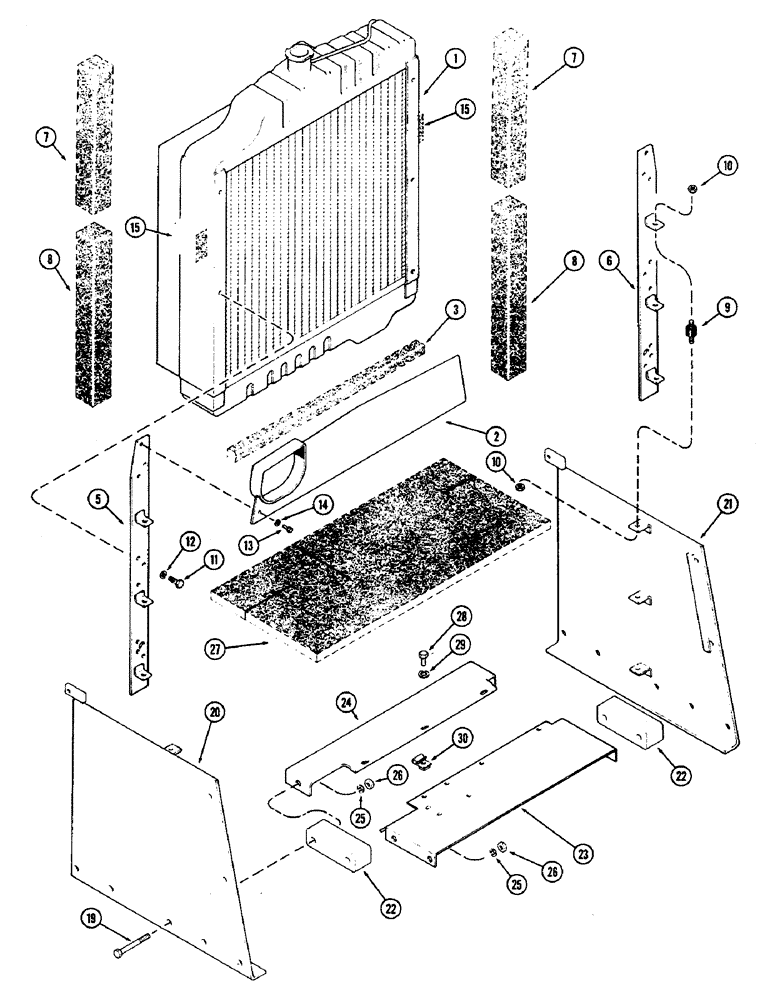 Схема запчастей Case IH 2470 - (004) - RADIATOR BAFFLES AND SUPPORTS (02) - ENGINE