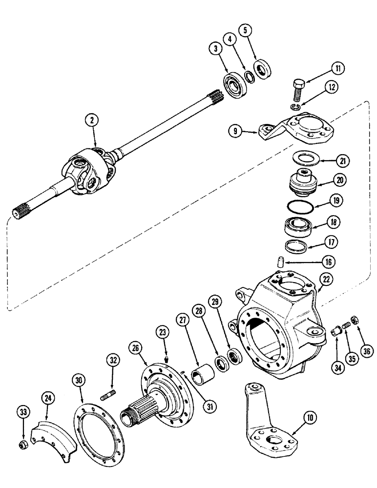 Схема запчастей Case IH 2090 - (5-194) - FRONT AXLE, UNIVERSAL JOINT AND STUB AXLE, MFD TRACTORS (CONTD) (05) - STEERING