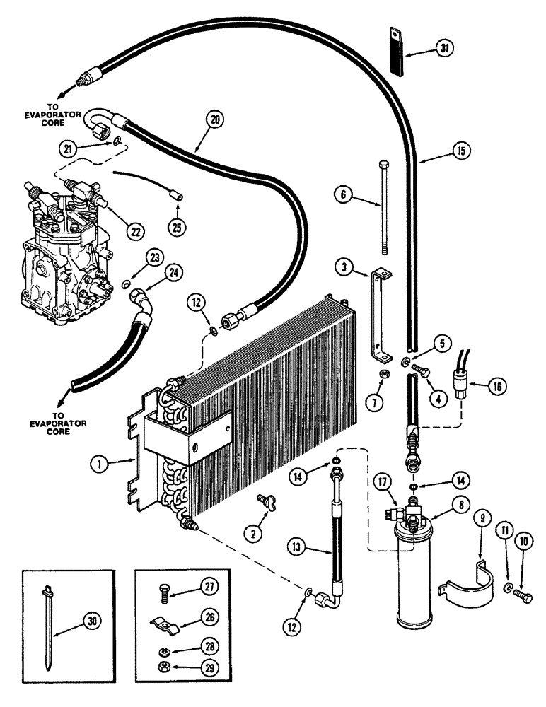 Схема запчастей Case IH 2290 - (9-612) - AIR CONDITIONING, CONDENSER AND RECEIVER-DRIER (09) - CHASSIS/ATTACHMENTS