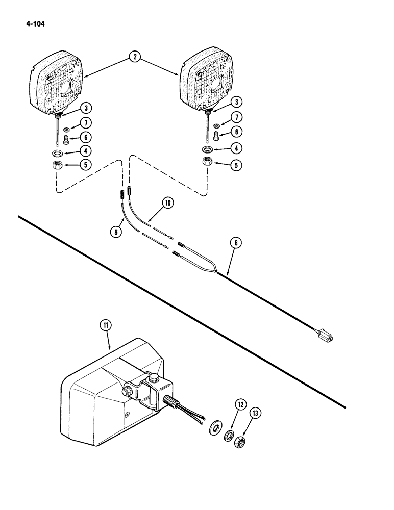 Схема запчастей Case IH 2094 - (4-104) - FLASHER AND FLOOD LAMP KIT, TRACTOR WITHOUT CAB (04) - ELECTRICAL SYSTEMS