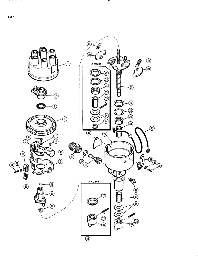 Схема запчастей Case IH 930-SERIES - (062) - A24505 DISTRIBUTOR, (377) SPARK IGNITION ENGINE (04) - ELECTRICAL SYSTEMS