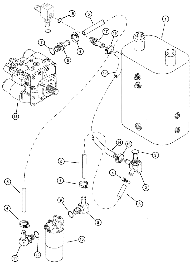 Схема запчастей Case IH 2366 - (08-02[01]) - HYDRAULICS - RESERVOIR TO HYDROSTATIC PUMP - BSN JJC0255700 (07) - HYDRAULICS