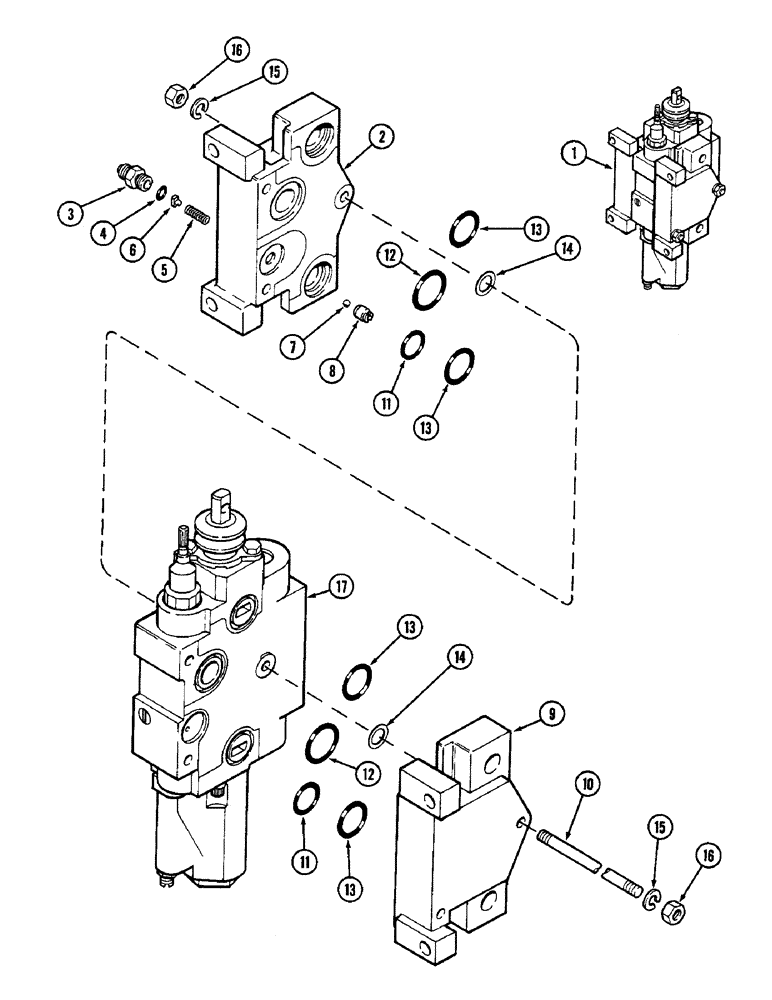 Схема запчастей Case IH 2090 - (8-430) - REMOTE HYDRAULICS, CONTROL VALVE ASSEMBLY, ONE SECTION (08) - HYDRAULICS