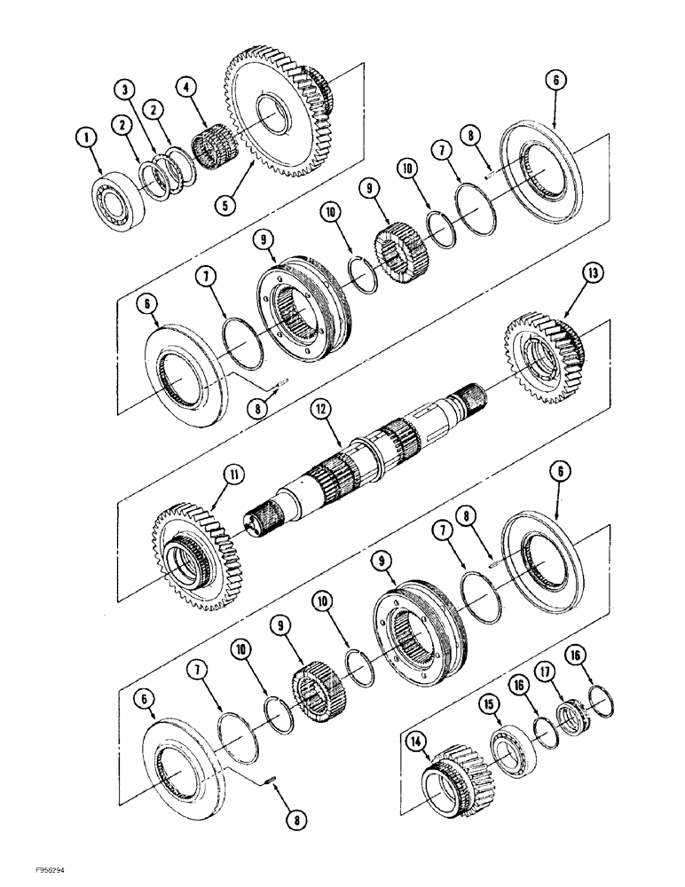 Схема запчастей Case IH 9390 - (6-054) - 12 SPEED SYNCHROSHIFT TRANSMISSION ASSEMBLY, FIFTH SHAFT ASSEMBLY (06) - POWER TRAIN