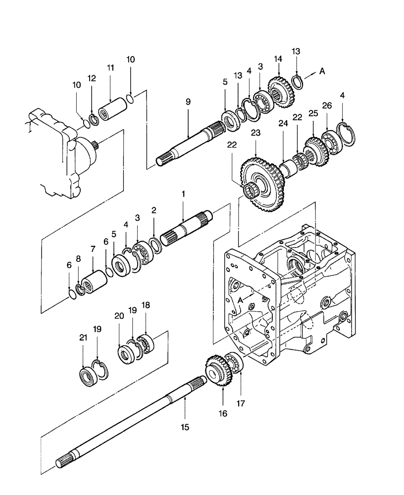 Схема запчастей Case IH FARMALL 35 - (03.07) - FRONT TRANSMISSION GEARS, W/HST (03) - TRANSMISSION