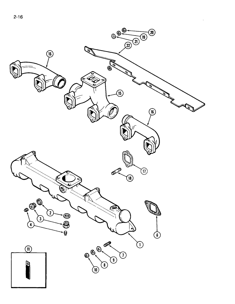 Схема запчастей Case IH 3594 - (2-016) - INTAKE AND EXHAUST MANIFOLDS, 504BDT DIESEL ENGINE (02) - ENGINE