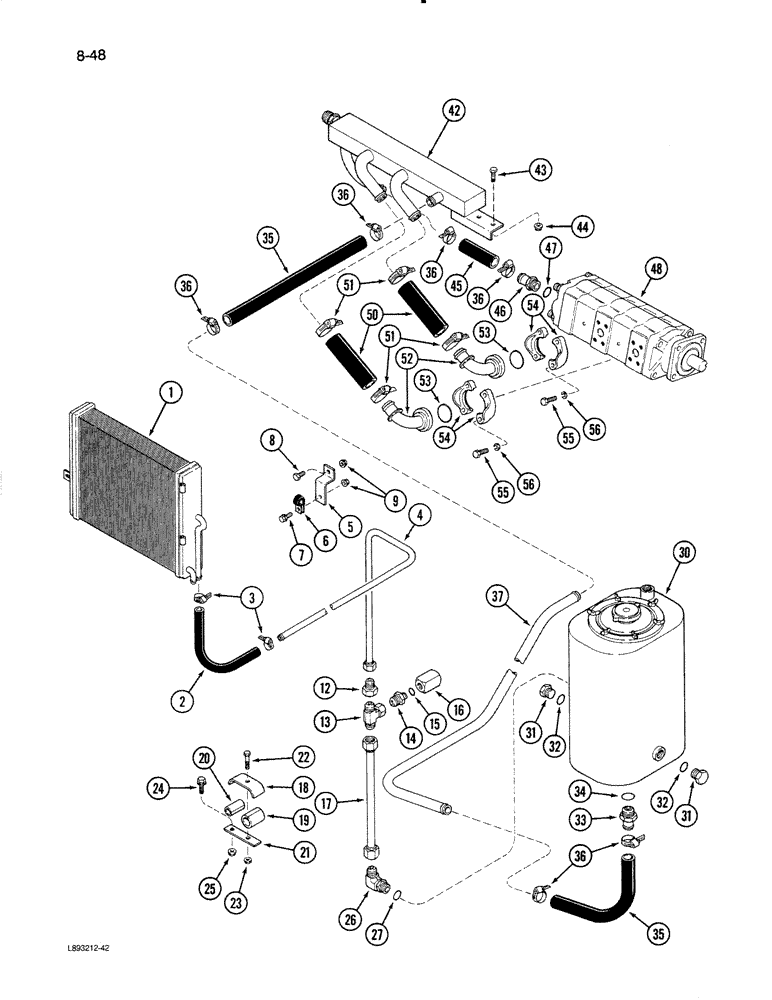 Схема запчастей Case IH 1670 - (8-48) - HEADER AND REEL DRIVE, OIL COOLER AND RESERVOIR SYSTEM (07) - HYDRAULICS