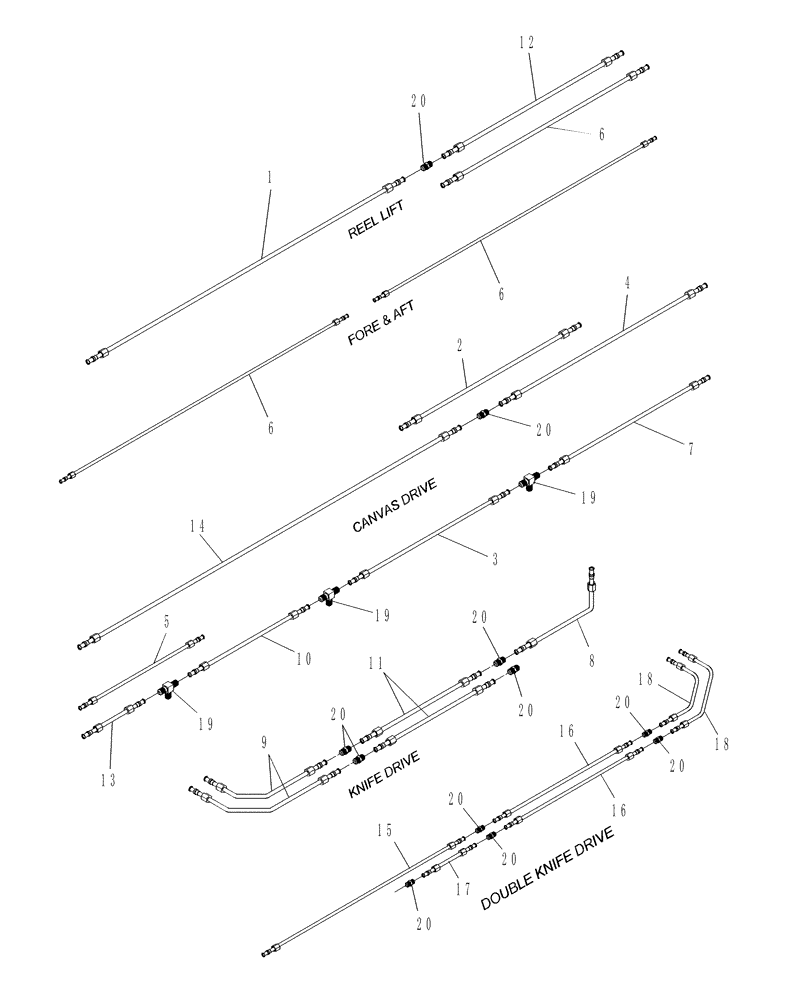 Схема запчастей Case IH DHX362 - (20.07.08[3]) - STEEL LINES (07) - HYDRAULICS