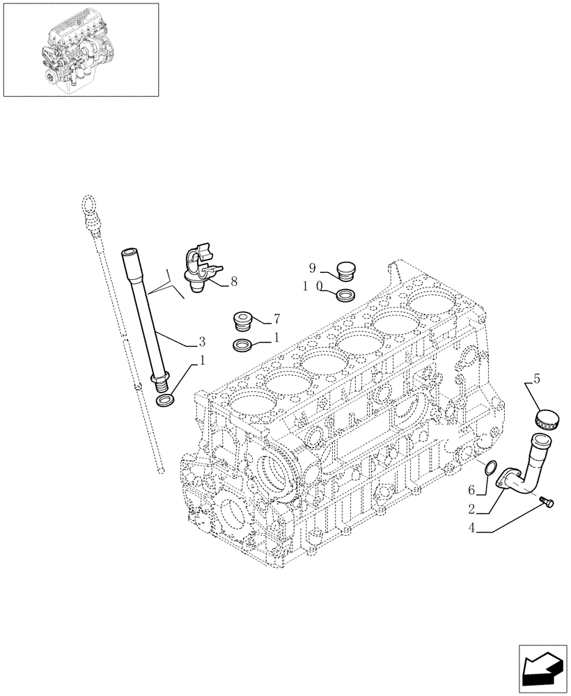 Схема запчастей Case IH STX380 - (02-43) - OIL DIPSTICK, STX & STEIGER 380 / 430 (02) - ENGINE