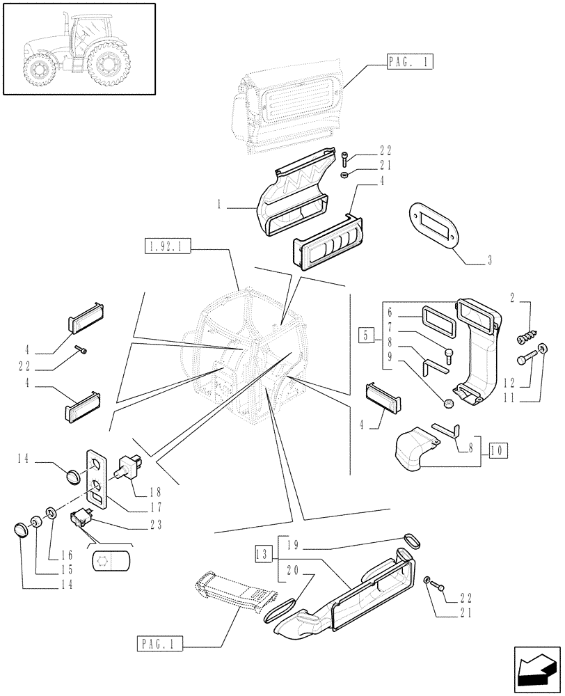 Схема запчастей Case IH PUMA 195 - (1.94.2[02]) - HEATING/AIR CONDITIONING - VENTILATION DUCTS (10) - OPERATORS PLATFORM/CAB