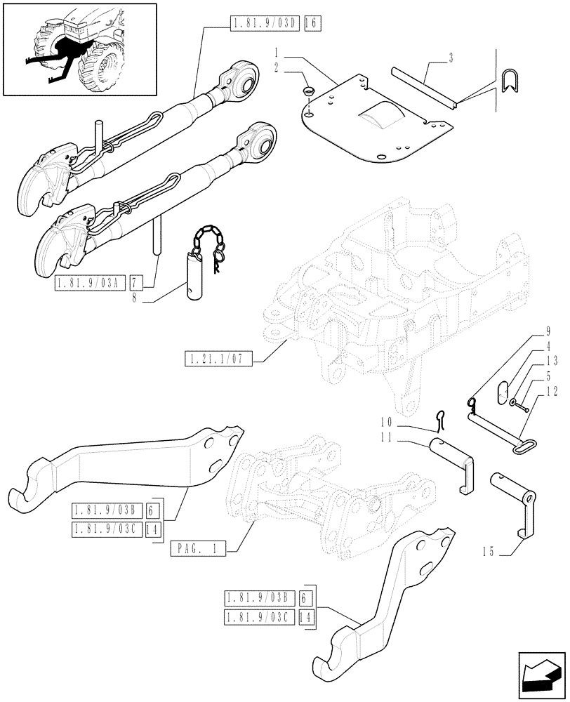 Схема запчастей Case IH MAXXUM 130 - (1.81.9/04[02]) - INTEGRATED FRONT HPL - IMPLEMENT ATTACHMENT - C6519 (VAR.330831-331831-332831-333831) (07) - HYDRAULIC SYSTEM