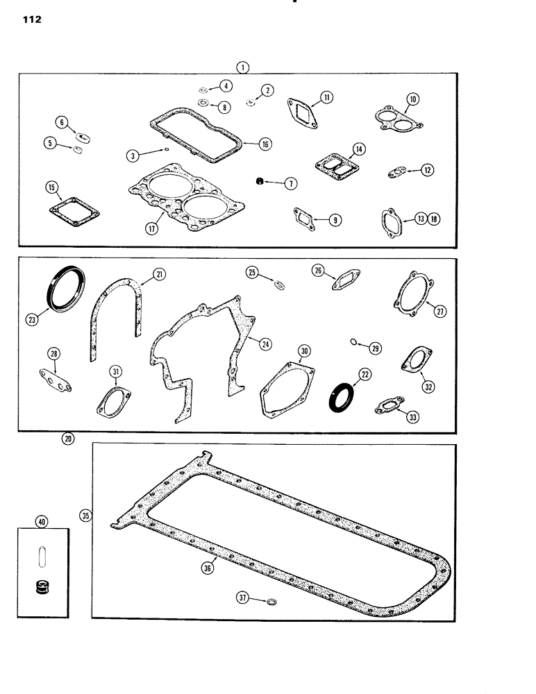 Схема запчастей Case IH 504BDT - (112) - ENGINE GASKET KITS, ENGINE L/FUEL DEVICE, 504BDT TURBOCHARGED ENGINES W/O OIL COOLED PISTONS, B (02) - ENGINE