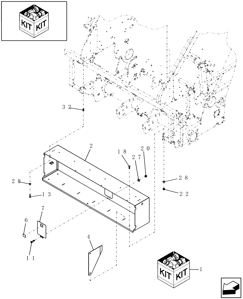 Схема запчастей Case IH RB554 - (18.14) - DIA KIT, FRONT TWINE BOX (18) - ACCESSORIES