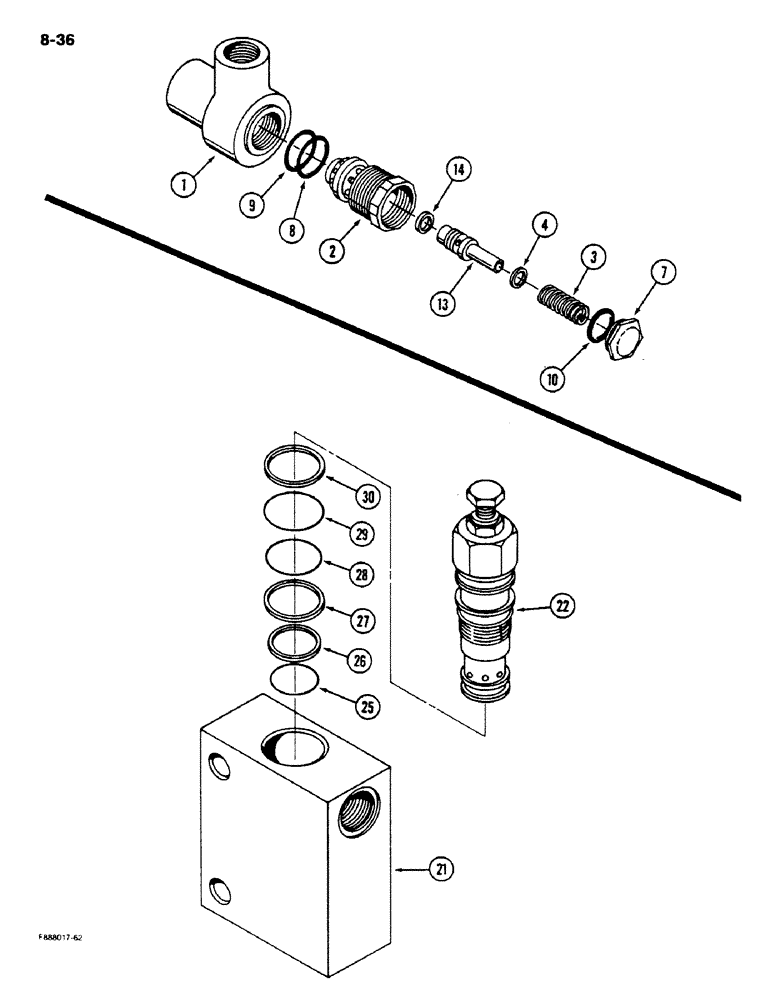 Схема запчастей Case IH 9180 - (8-36) - HYDRAULIC RELIEF VALVE (08) - HYDRAULICS