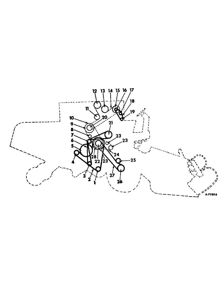 Схема запчастей Case IH 503 - (015) - BELT, CHAIN, SHEAVE AND SPROCKET DIAGRAM, RIGHT SIDE (05) - SERVICE & MAINTENANCE