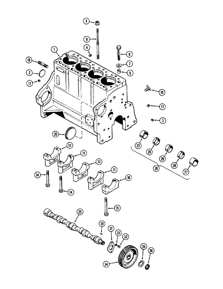 Схема запчастей Case IH 660 - (370) - CYLINDER BLOCK ASSEMBLY, (188) DIESEL ENGINE, FOR NARROW FLANGED SLEEVES, USED PRIOR TO S/N 2610997 