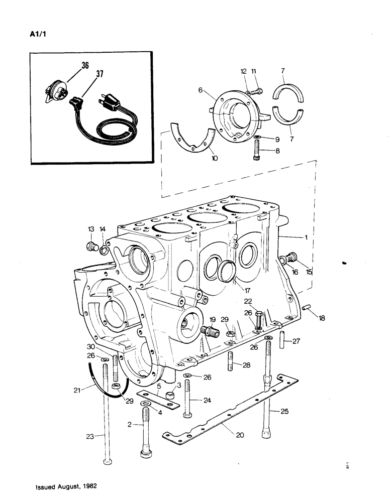 Схема запчастей Case IH 1190 - (A-01) - CYLINDER BLOCK ASSEMBLIES (01) - ENGINE