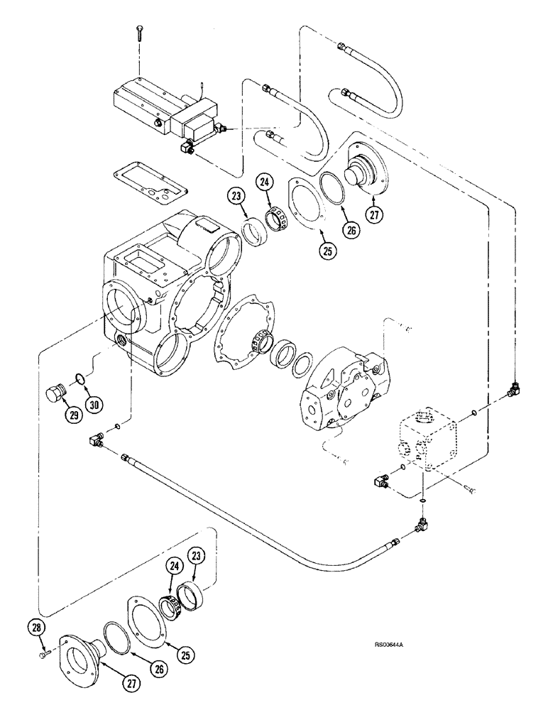 Схема запчастей Case IH 1680 - (6-58) - HYDROSTATIC MOTOR, VALVE BLOCK, TWO SPEED (CONTD) (03) - POWER TRAIN