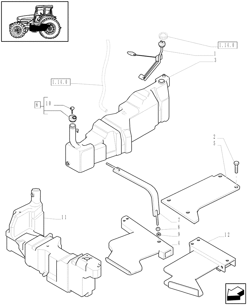 Схема запчастей Case IH JX1080U - (1.14.0/02) - (VAR.131-132) FIRE SHIELD AND TANK (02) - ENGINE EQUIPMENT